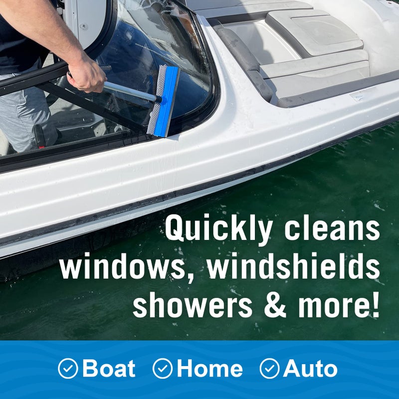Better Boat Window Squeegee with Long Handle and Scrubber, for Car, Boat, RV Windows, Windshields, and Shower Glass Doors, Cleaning Tool with Large Sponge - Image 4